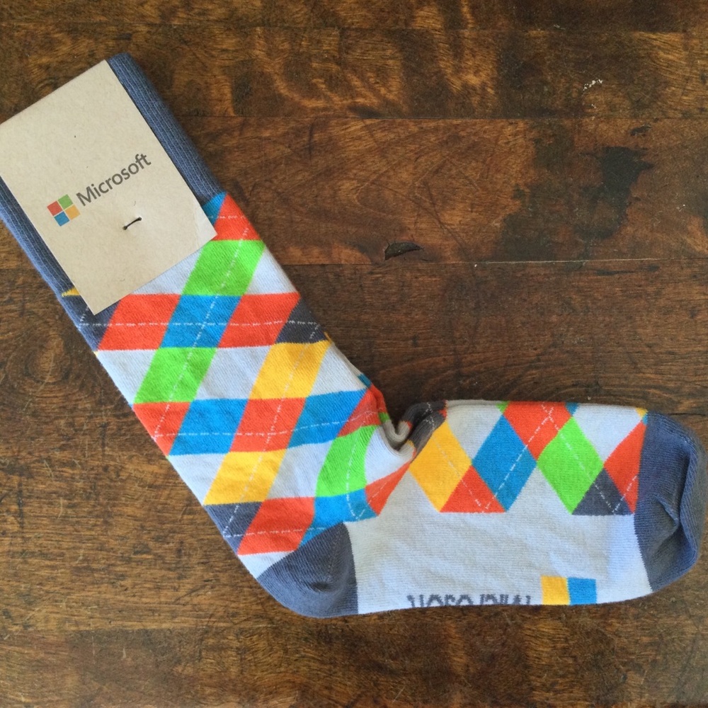 Microsoft Sock Club Argyle Colorful Socks Stretchy One Size RARE